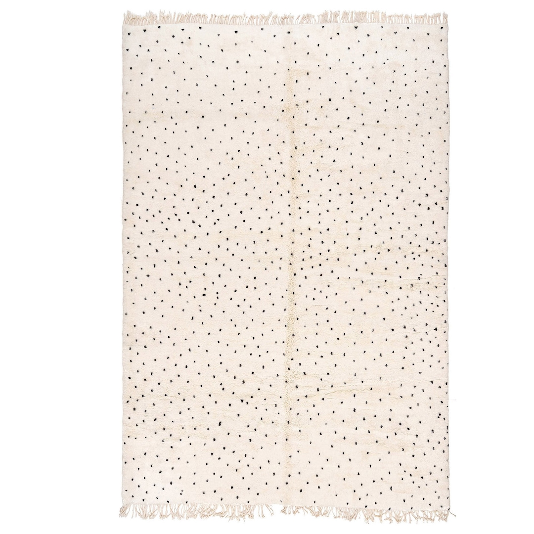 Polka Dots Area Rug Black Dotted Moroccan Wool Rug 100 Wool Rug