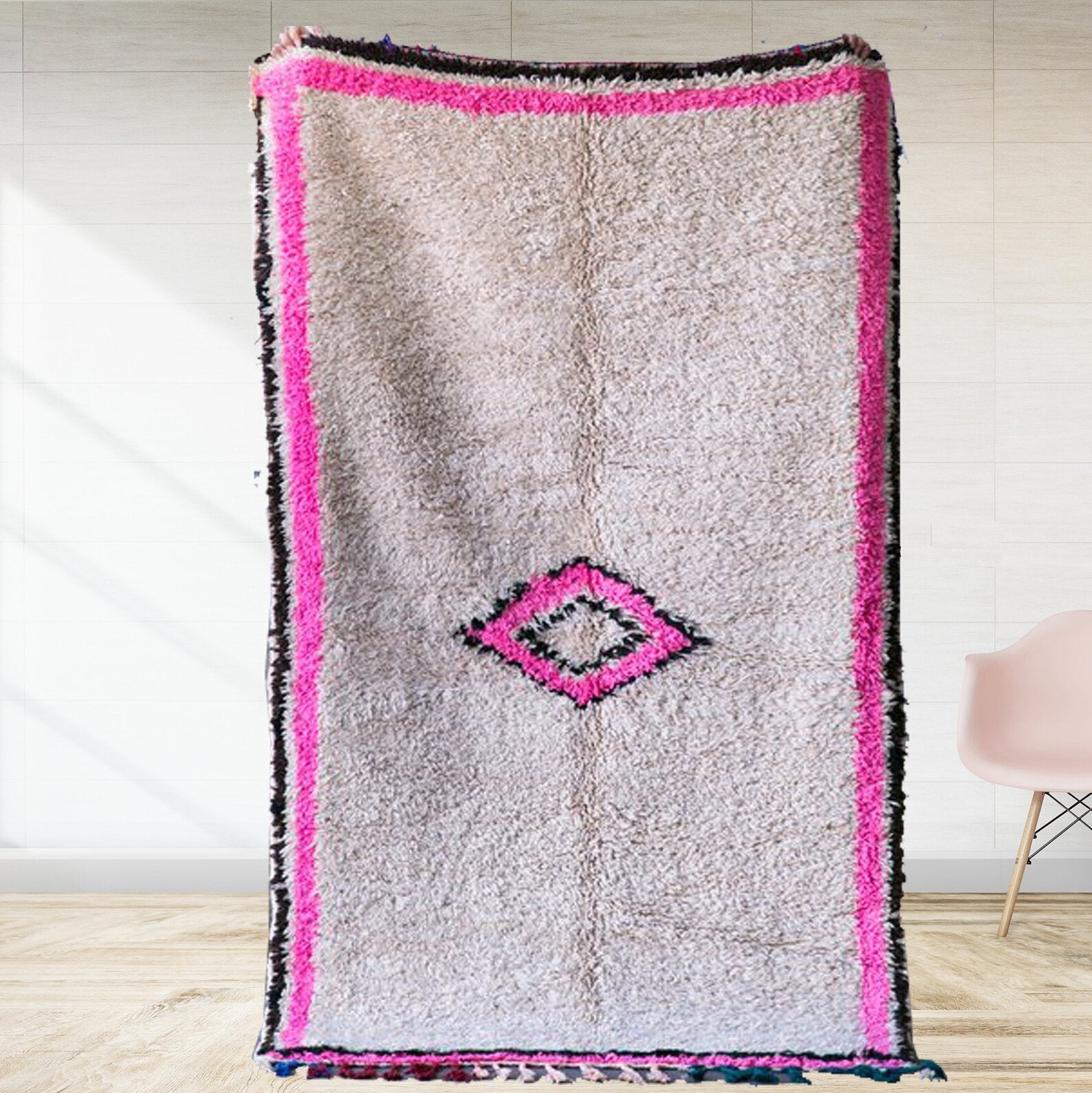 Pink Moroccan Rug Berber Carpet Genuine Wool Rug Custom - Etsy