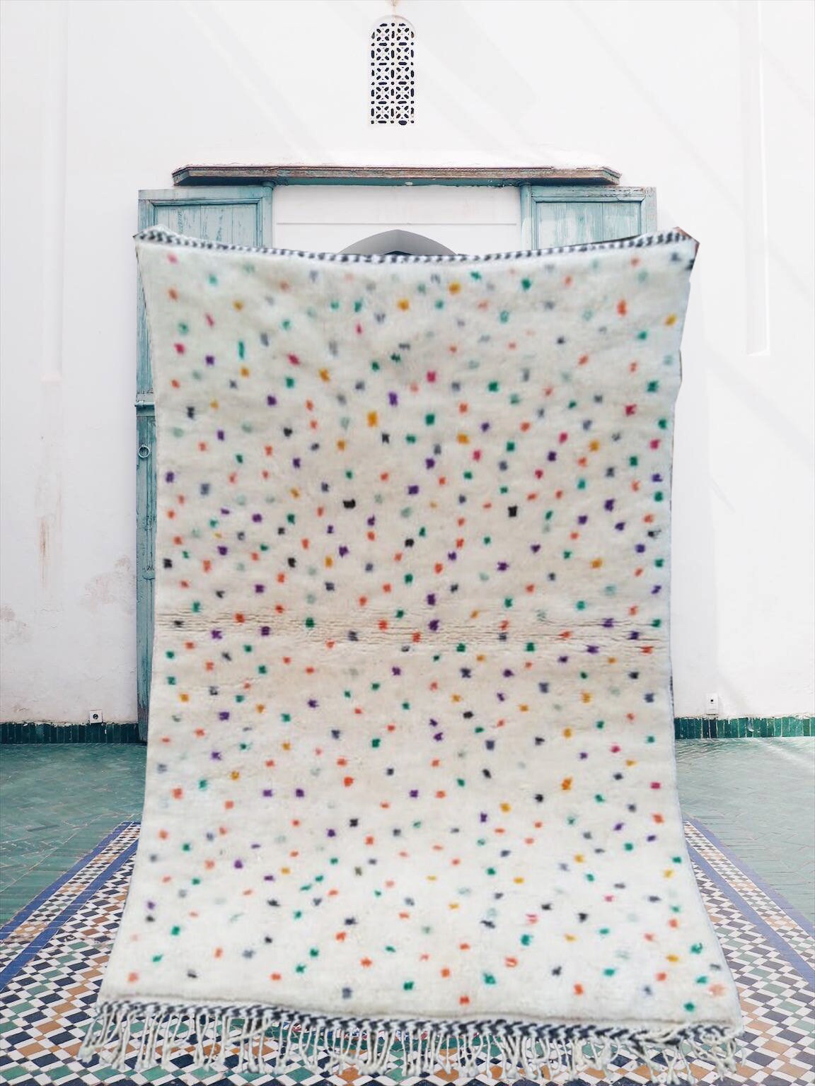 Polka Dots Moroccan Rug , colorful dots rug , Beni ourain rug , berber rug, polka dots area rug