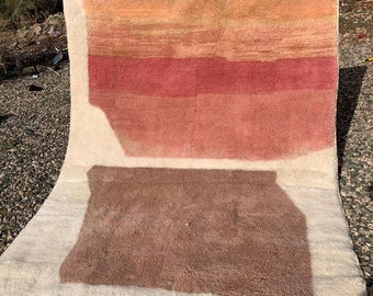 Moroccan rug Pink 6x8.2 Ft , Beni Ourain rug, Berber carpet, Genuine Wool rug, Beni ourain style, Abstract Area rug