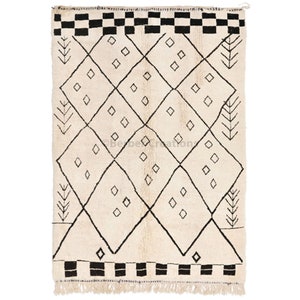 Black & White Moroccan rug, Authentic Moroccan rug 8x10, Beni Ourain rug, Genuine Wool rug, area rug 8x10, Beni ourain style