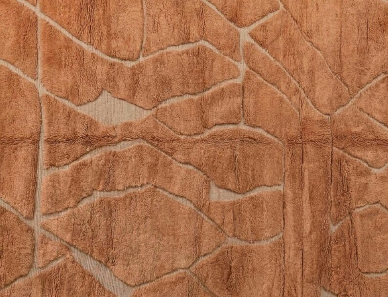 Warm Earth Terracotta Moroccan Rug - Burnt Orange beni ourain Carpet - Handmade 3D Lattice Wool Rug - Custom beni rug image 5