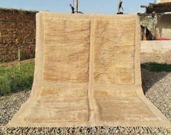 Neutral Moroccan Wool Rug, Custom Beige Beni Ourain Area Rug, Handwoven Berber Carpet, Organic Warmth Home Decor
