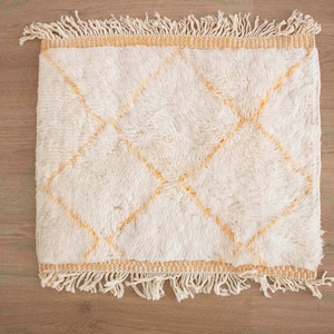 Moroccan rug sample, Beni Mrirt rug, yellow beni ourain rug, Custom wool rug