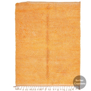 Yellow and White Moroccan Rug, Striped Beni Ourain Rug