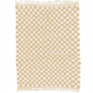 Moroccan Checkered rug beige , checkered area rug, Morrocan area rugs , checkerboard rug