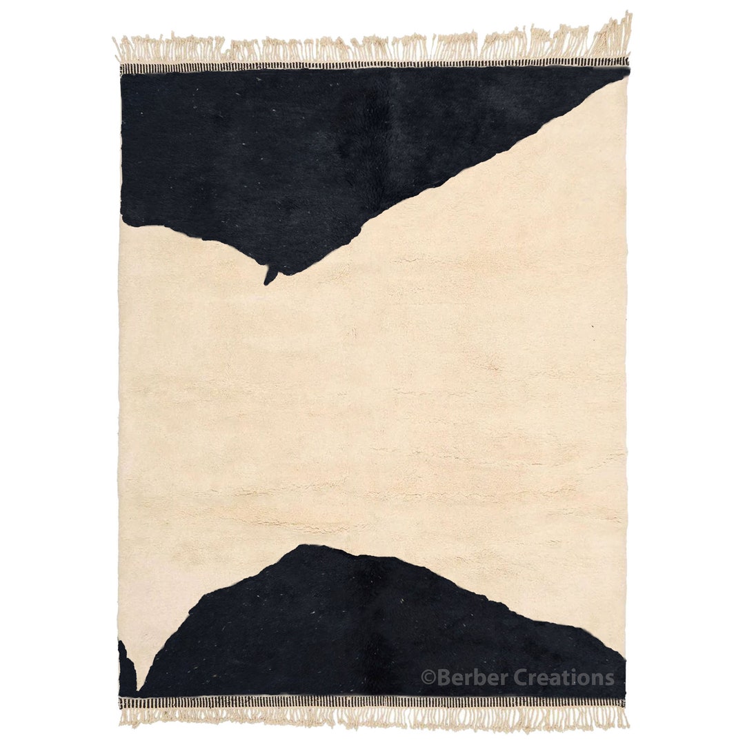 Black and White Moroccan Rug Black and White Moroccan Wool Etsy