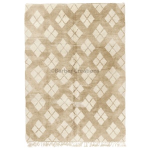Neutral Moroccan Wool Rug, Handmade Area Rug, Beni Ourain Beige Rug, Modern Beni Rug