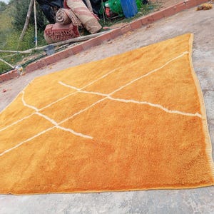Orange Moroccan Beni Rug 8.2 x 8.5 ft - Handmade Berber Rug Golden Orange rug - Moroccan Berber Rug - Beni Mrirt Rug - Soft Wool Rug