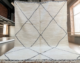Beni Ourain rug , fluffy moroccan carpet , Wool Area rug , Hand-Knotted Moroccan rug - FREE SHIPPING