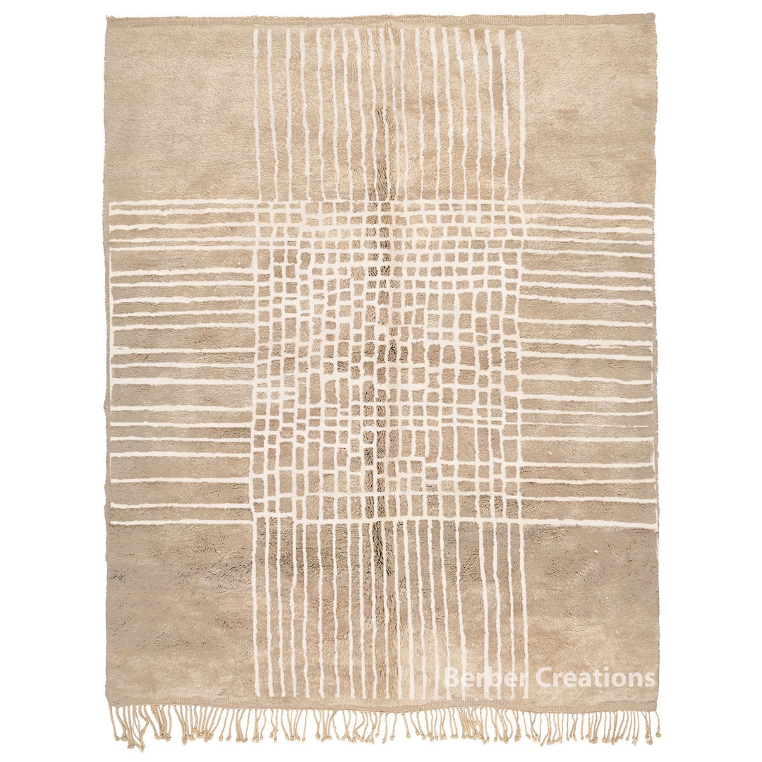 Authentic Moroccan Rug Taupe Berber Carpet Genuine Wool Etsy