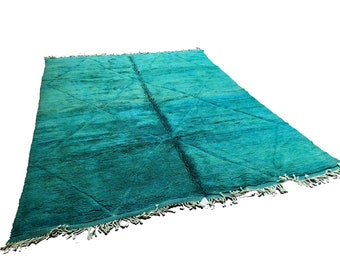 Stunning Turquoise Moroccan rug – Beni Ourain Style, Area Rug 8x10, berber rug,Authentic beni ouarain Rug