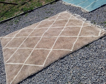 Moroccan rug light brown , Beni Ourain rug brown , 5x7 ft rug , Moroccan Beni ourain rug , moroccan area rug