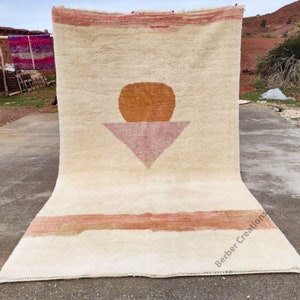 Abstract Moroccan rug  - Beni Mrirt Rug - 100% wool rug - Morocco rug - Area rug - orange rug - Berber rug - Tapis Teppich