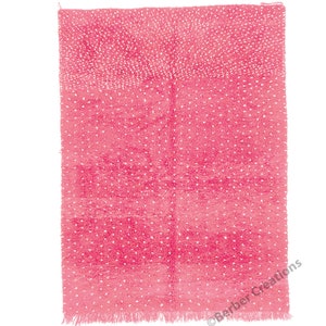 Pink Beni Ourain Rug with White dots, Pink Moroccan Rug, handmade area rug