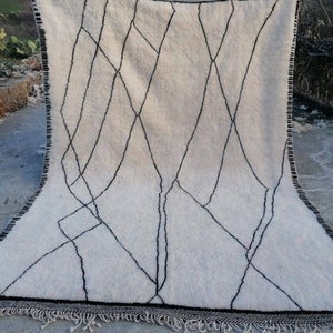 Black White Moroccan rug 9x12 ft,  berber rug, Beni Ourain rug, Beni Mrirt rug, Atlas rug, handmade wool rug, ready to ship