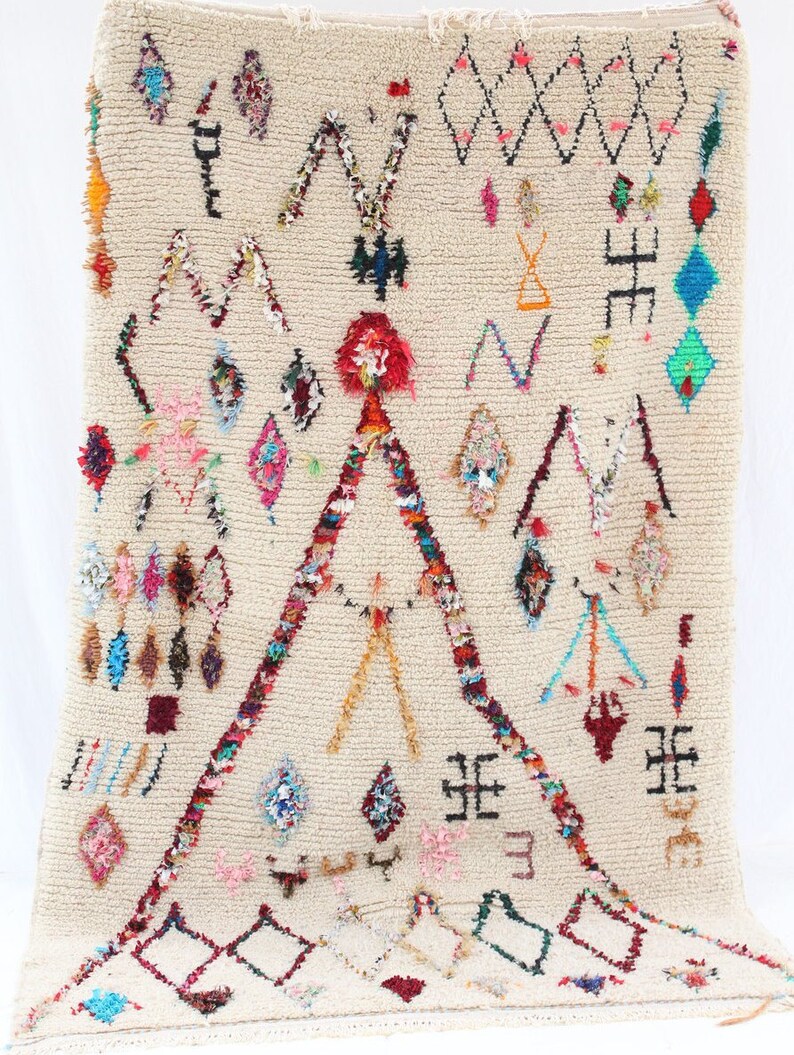 Beni Ourain rug Moroccan rug Berber carpet Genuine Wool Etsy