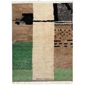 Contemporary Moroccan rug, area rug, Brown Handmade Berber Wool  Rug, Beni Mrirt Rug