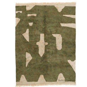 Beni rug Green, Green  Moroccan Wool rug, plush area rug, Authentic Berber Rug