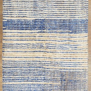 Blauer Marokkanischer Teppich, Beni Ourain Teppich, Marokkanischer Teppich, Berberteppich, Echter Wollteppich, Handgemachter Teppich, Boho Stil, Bereich Teppich
