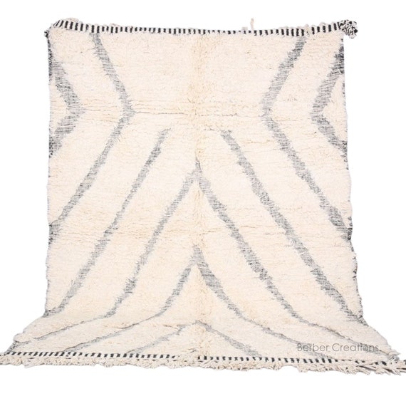 Tapis Berbère Marocain Beni Ourain - Laine Tissée Main - 6.5x9.8 Ft - Style Boho