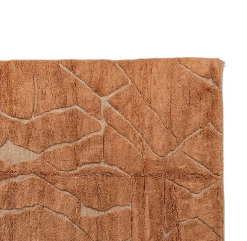 Warm Earth Terracotta Moroccan Rug - Burnt Orange beni ourain Carpet - Handmade 3D Lattice Wool Rug - Custom beni rug image 4