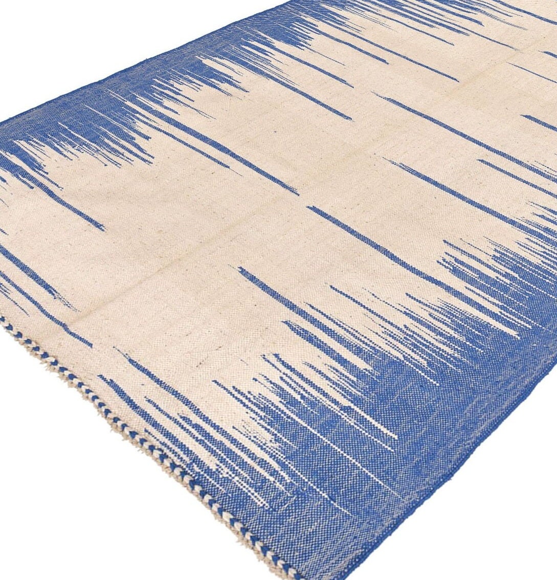 モロッコ ラグ キリム 約60×92cm キリム ブルー モロッコ ラグ - 平織りラグ - キリム織りラグ