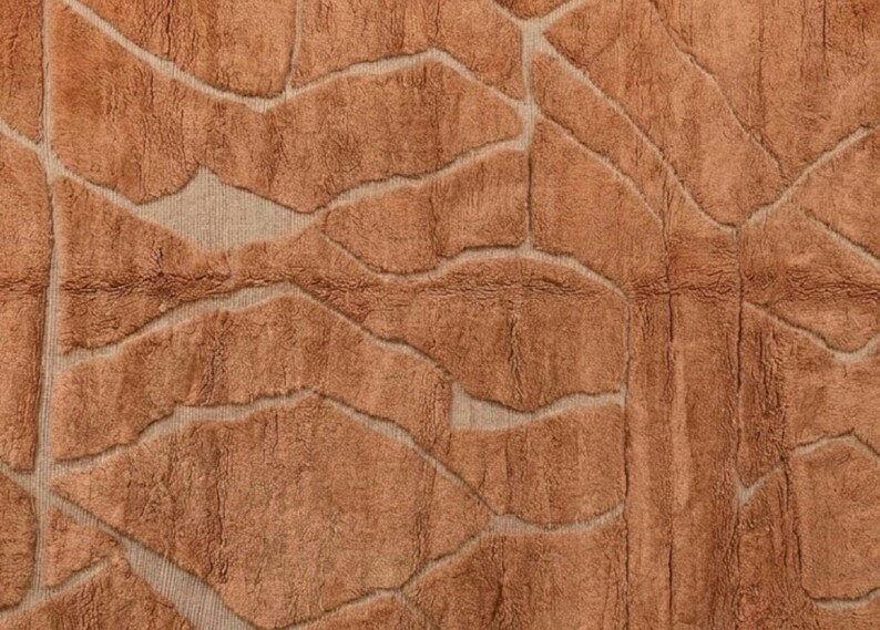 Warm Earth Terracotta Moroccan Rug - Burnt Orange beni ourain Carpet - Handmade 3D Lattice Wool Rug - Custom beni rug image 3