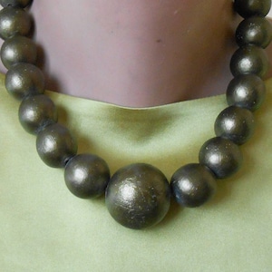 Olive green chunky choker, Large bead necklace