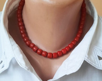 Dainty beaded necklace, Viva magenta choker, Dark red jewelry