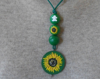 Sunflower Lanyard beaded necklace.  Hidden disabilities. Autism awareness