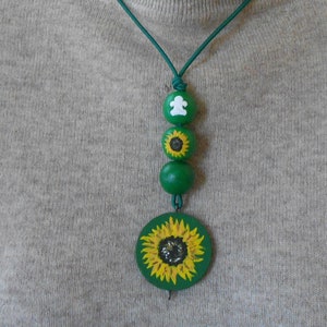Sunflower Lanyard beaded necklace.  Hidden disabilities. Autism awareness