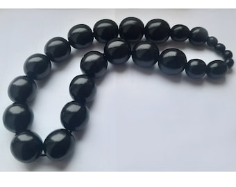 Glossy black necklace for men, 20 inch choker, Gift for him