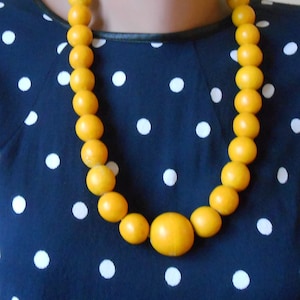 Wooden yellow necklace, Necklace bracelet set
