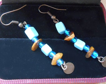 Light blue bar earrings, Y2K jewelry