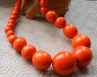 Big orange necklace, Colorful chunky choker