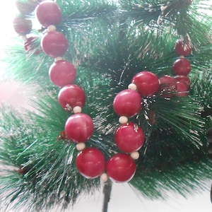 Christmas in July, Red&white beaded garland, XTMAS Tree Decor