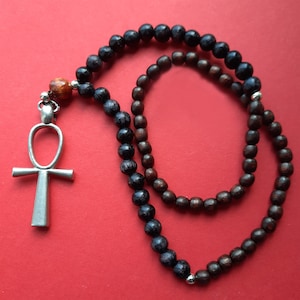 Ankh cross necklace pendant, Black ecklace men