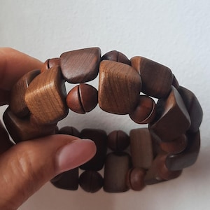 Chunky Wooden Bracelet, Earthy Statement Jewelry Gift