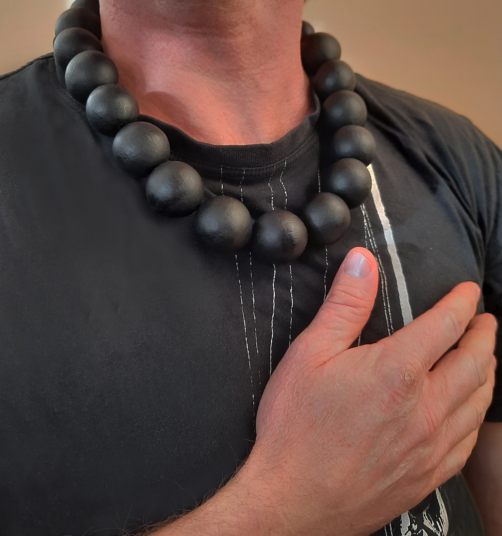 Big bead necklace mens deals