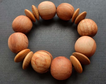 Natural wood beaded bracelet, Beauty in simplicity