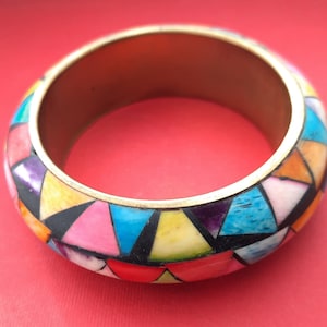 Enamel wide cuff bracelet, Sculptural jewerly