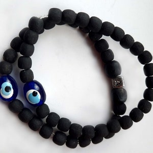 Black beaded bracelet for men, Evil Eye jewelry, Bracelets set