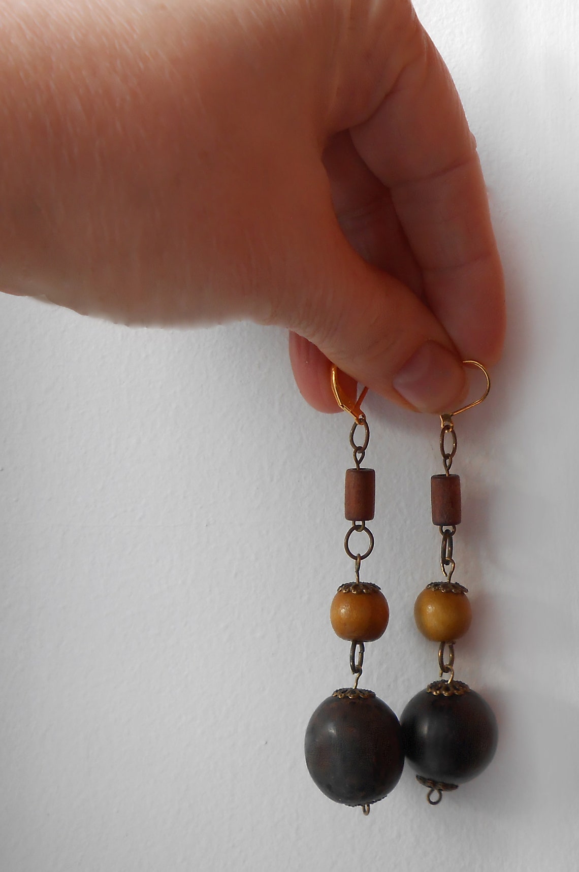 Black Ball Earrings Super Long Earrings Etsy