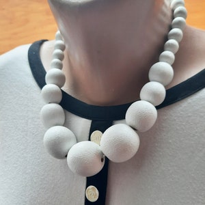 Chunky white necklace for women, Handmade gift for women