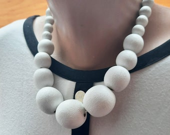 Chunky white necklace for women, Handmade gift for women