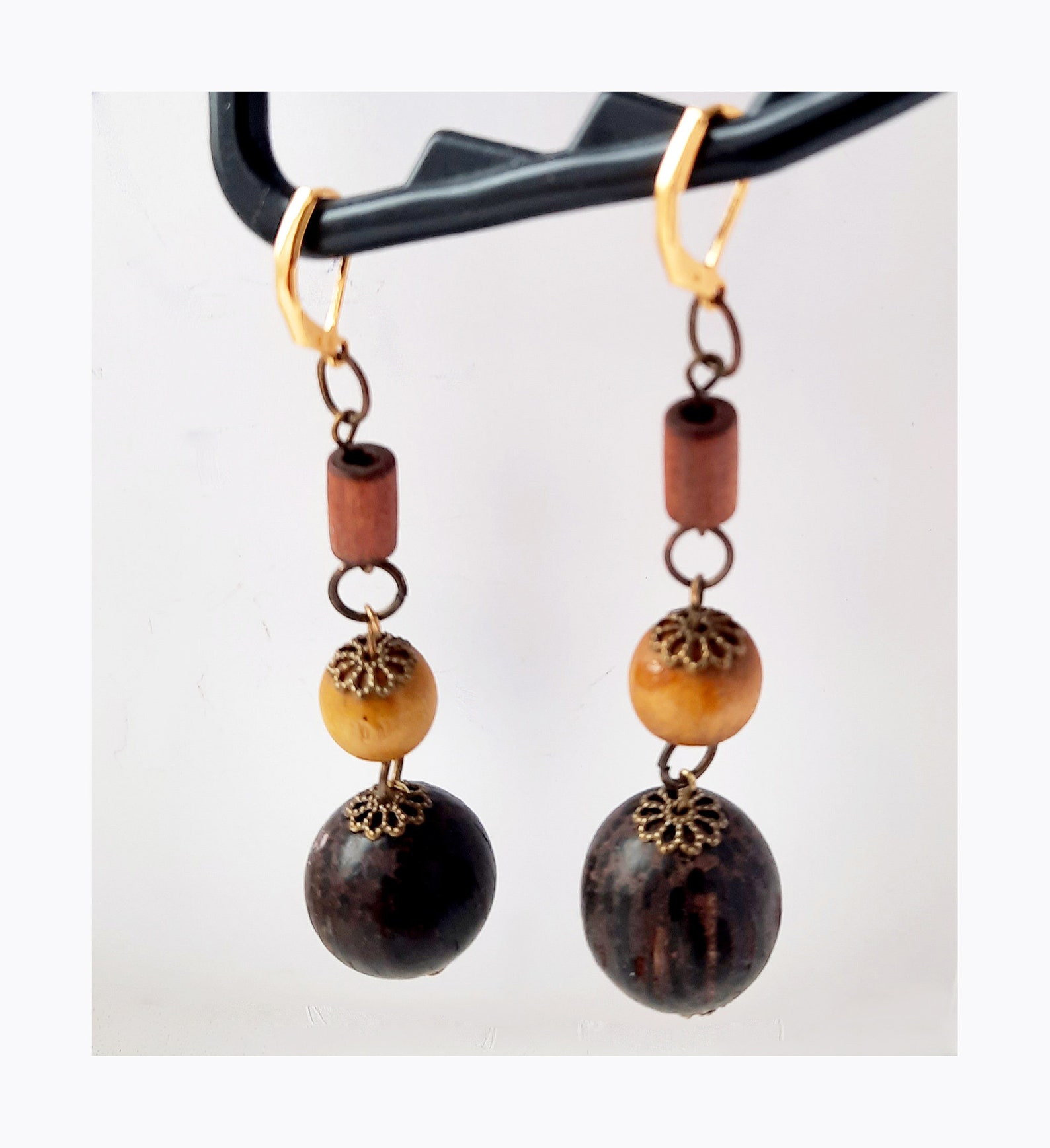 Black Ball Earrings Super Long Earrings Etsy UK