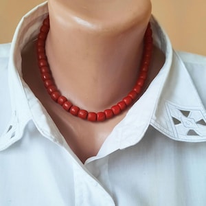 Delikate perlenhalskette, Viva magenta Choker, Dunkelrot schmuck