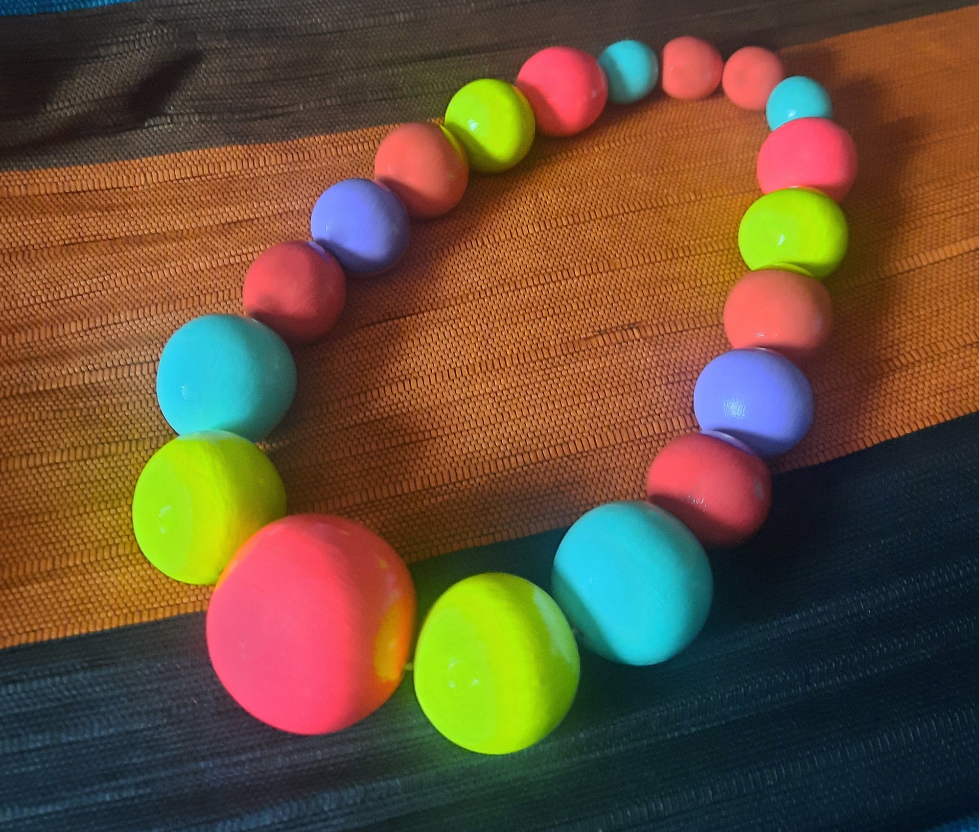Extra large colorful wooden beaded necklace, Custom order