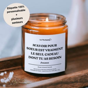 Bougie personnalisée cadeau soeur, bougies humor, cadeaux frère et soeur, noël soeur, anniversaire soeur, idée cadeau Original Famille